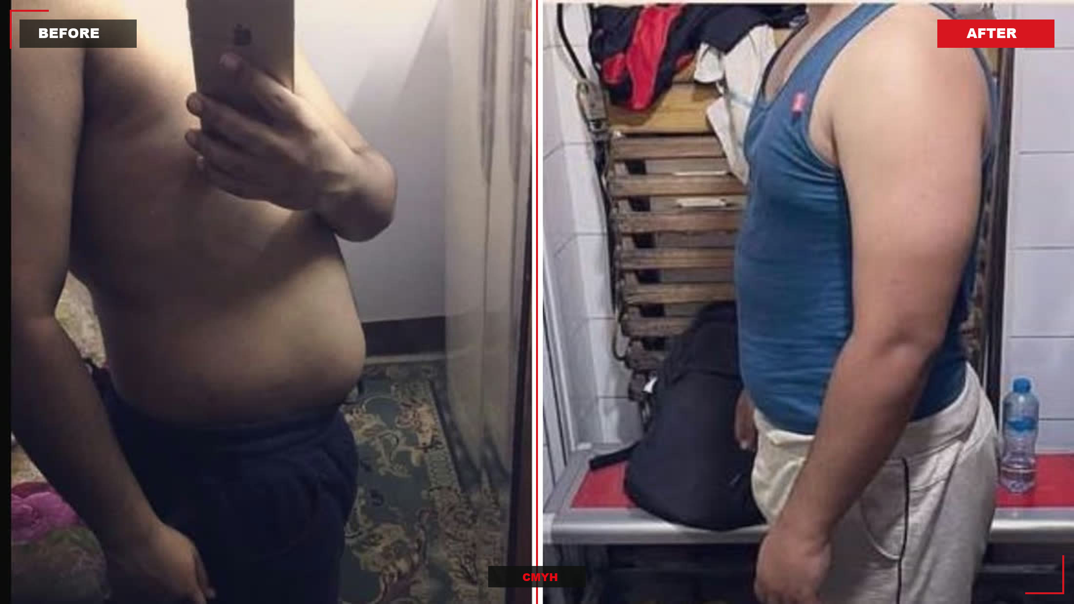 Before and after transformation of CMYH client 18