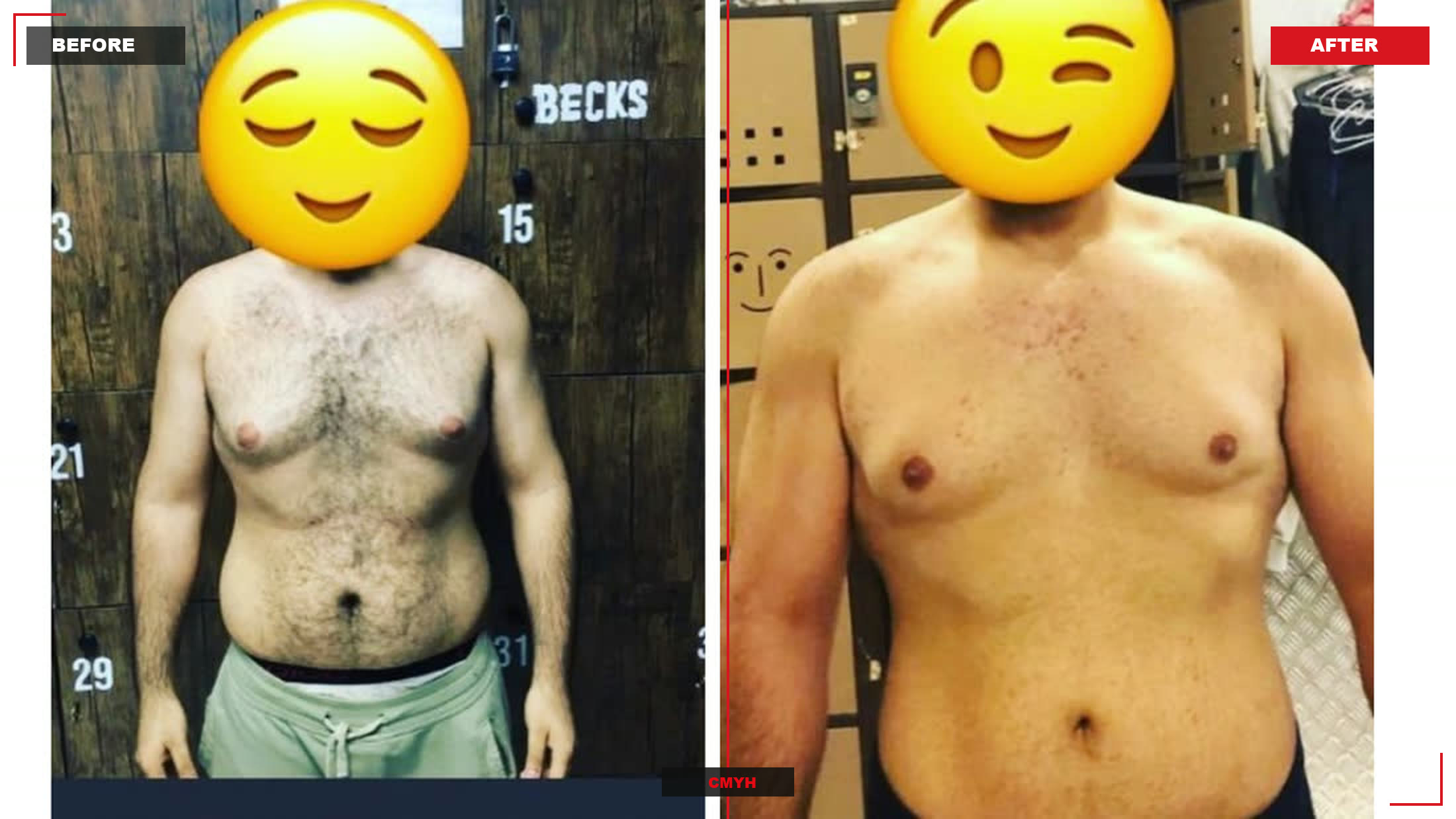 Before and after transformation of CMYH client 27